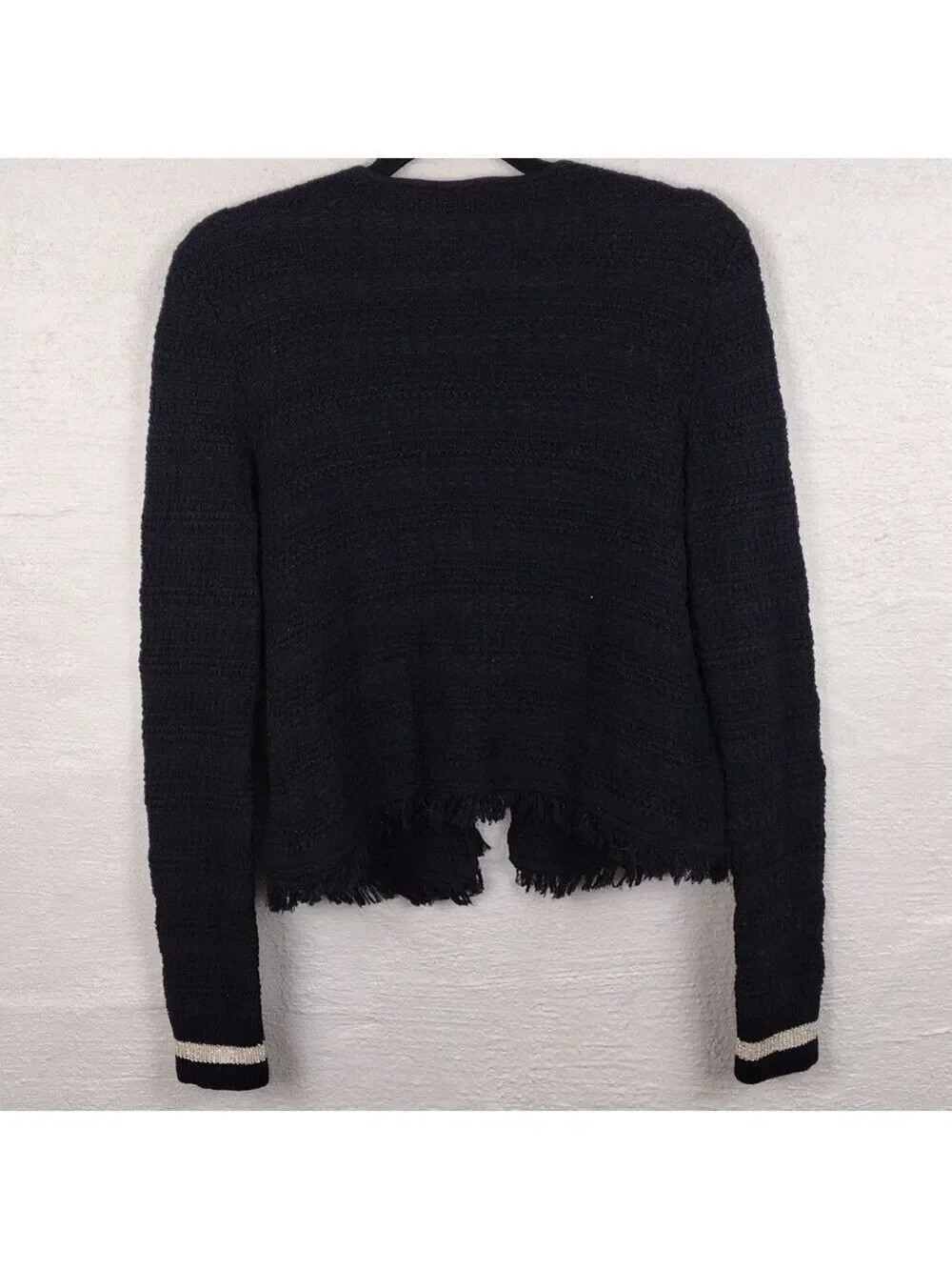 Lilly Pulitzer Black Gold Metallic Textured Knit One Clasp Front Cardigan Jacket